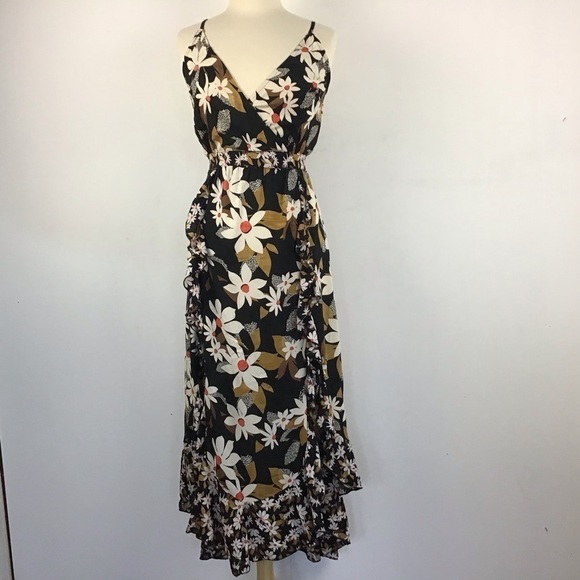 Ruffled Rue 21 tropical print spaghetti strap crisscross bodice maxi dre… - Picture 1 of 7